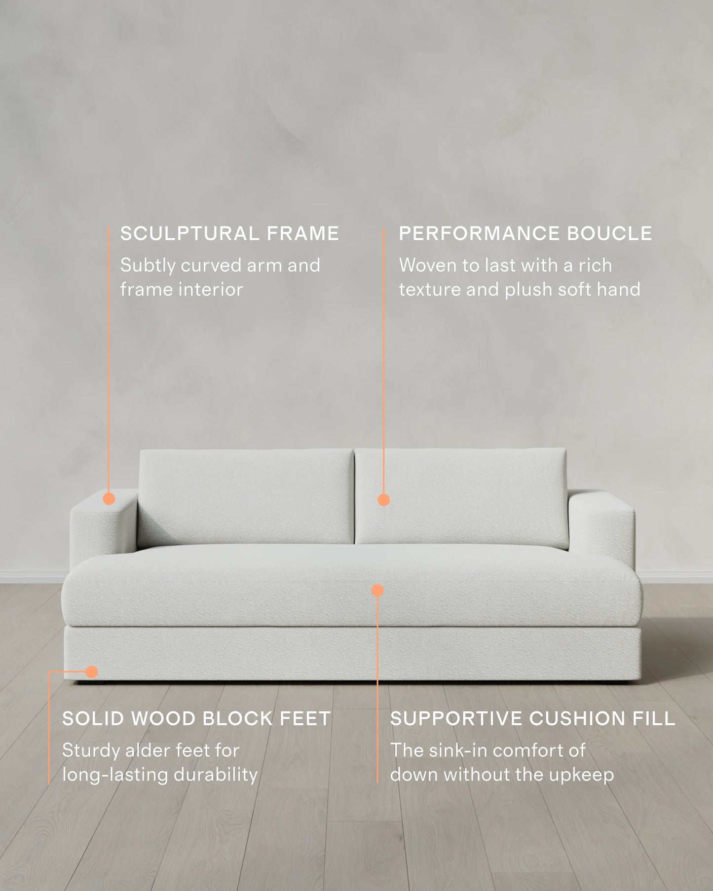 Sierra Curved Arm Sofa in Performance Boucle - 7ft / Linen
