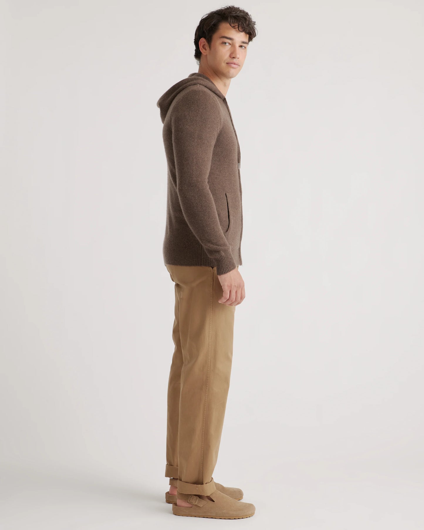 Mongolian Spring Cashmere Full-Zip Hoodie - S / Brown