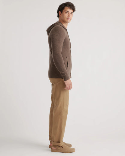 Mongolian Spring Cashmere Full-Zip Hoodie - S / Brown