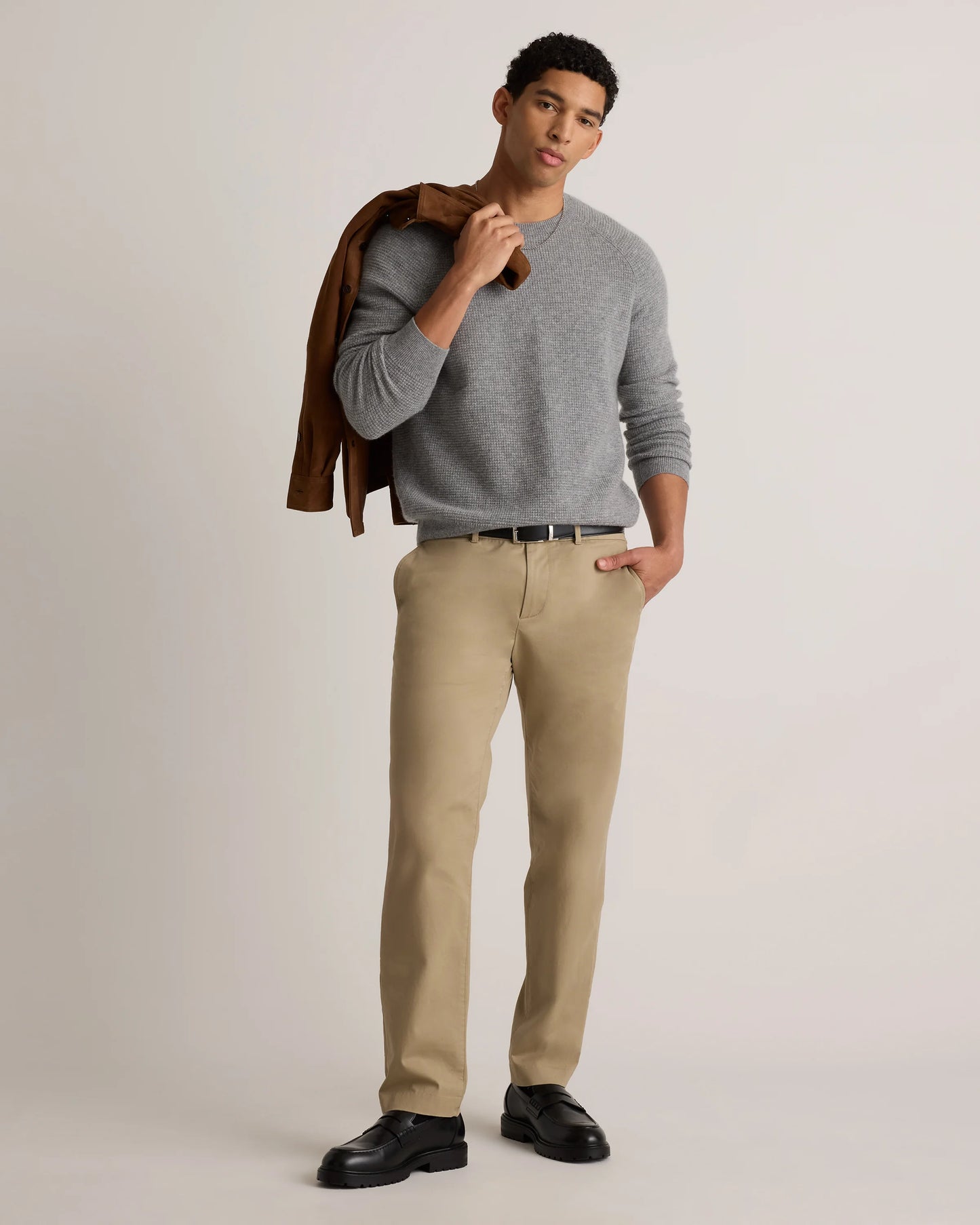 Mongolian Cashmere Waffle Sweatshirt - S / Faded Denim