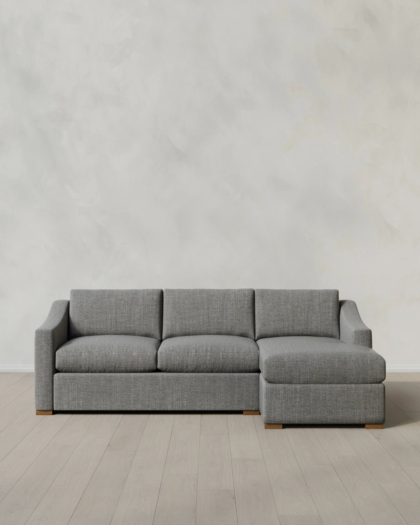 Hollis Slope Arm Chaise Sectional in Performance Chenille Linen Blend - 104" Right Arm / Snow