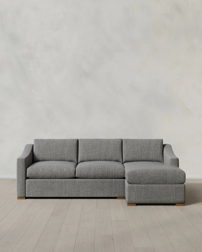 Hollis Slope Arm Chaise Sectional in Performance Chenille Linen Blend - 104" Right Arm / Snow