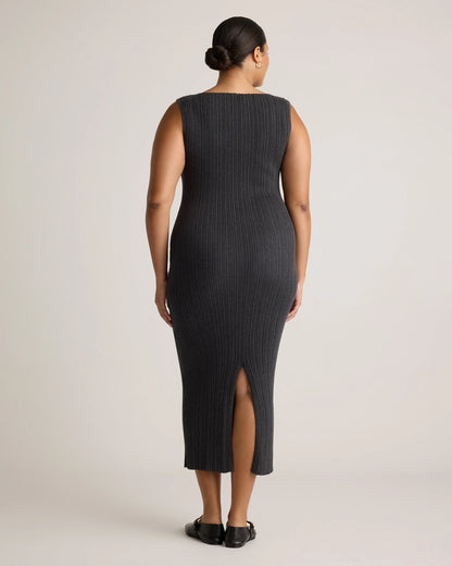 Cotton Cashmere Ribbed Sleeveless Midi Dress - XS / Heather Oatmeal