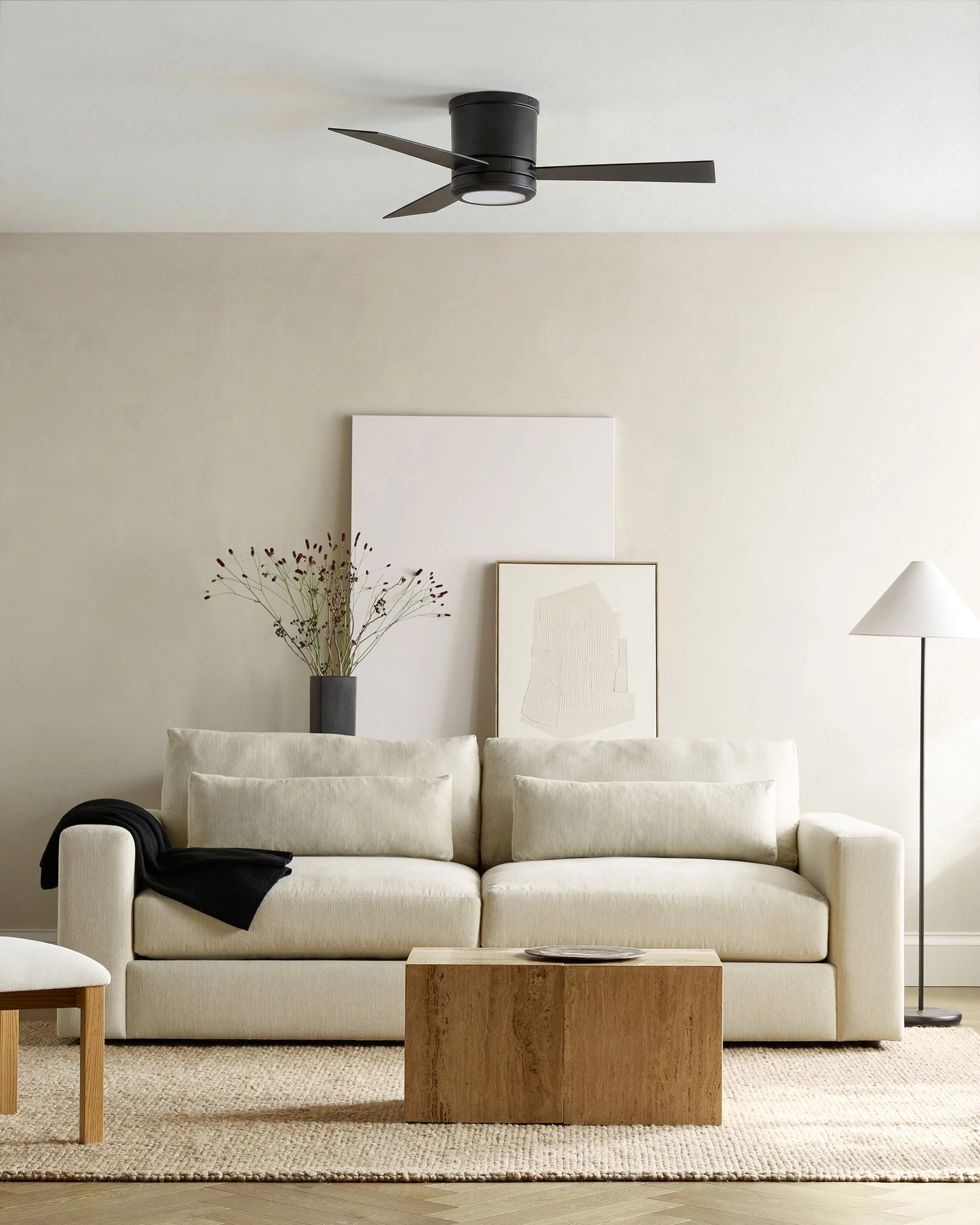 Simple Metal Hugger LED Ceiling Fan - 42" / White