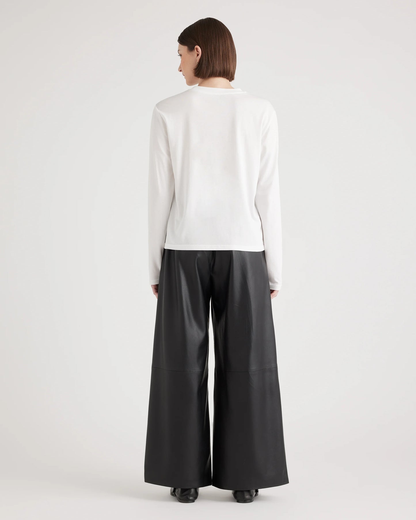Cotton Modal Relaxed Long Sleeve Tee - XS / Black
