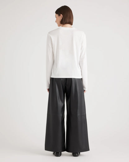 Cotton Modal Relaxed Long Sleeve Tee - XS / Black