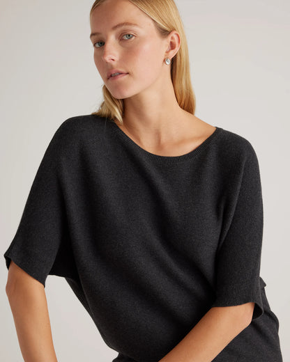 Lightweight Cotton Cashmere Link-Stitch Dolman Sweater - XS / Sugar Stone