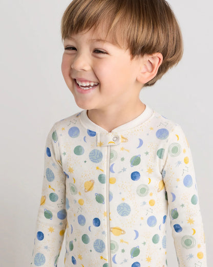 100% Organic Cotton One Piece Pajama - 2T / Navy Stripe