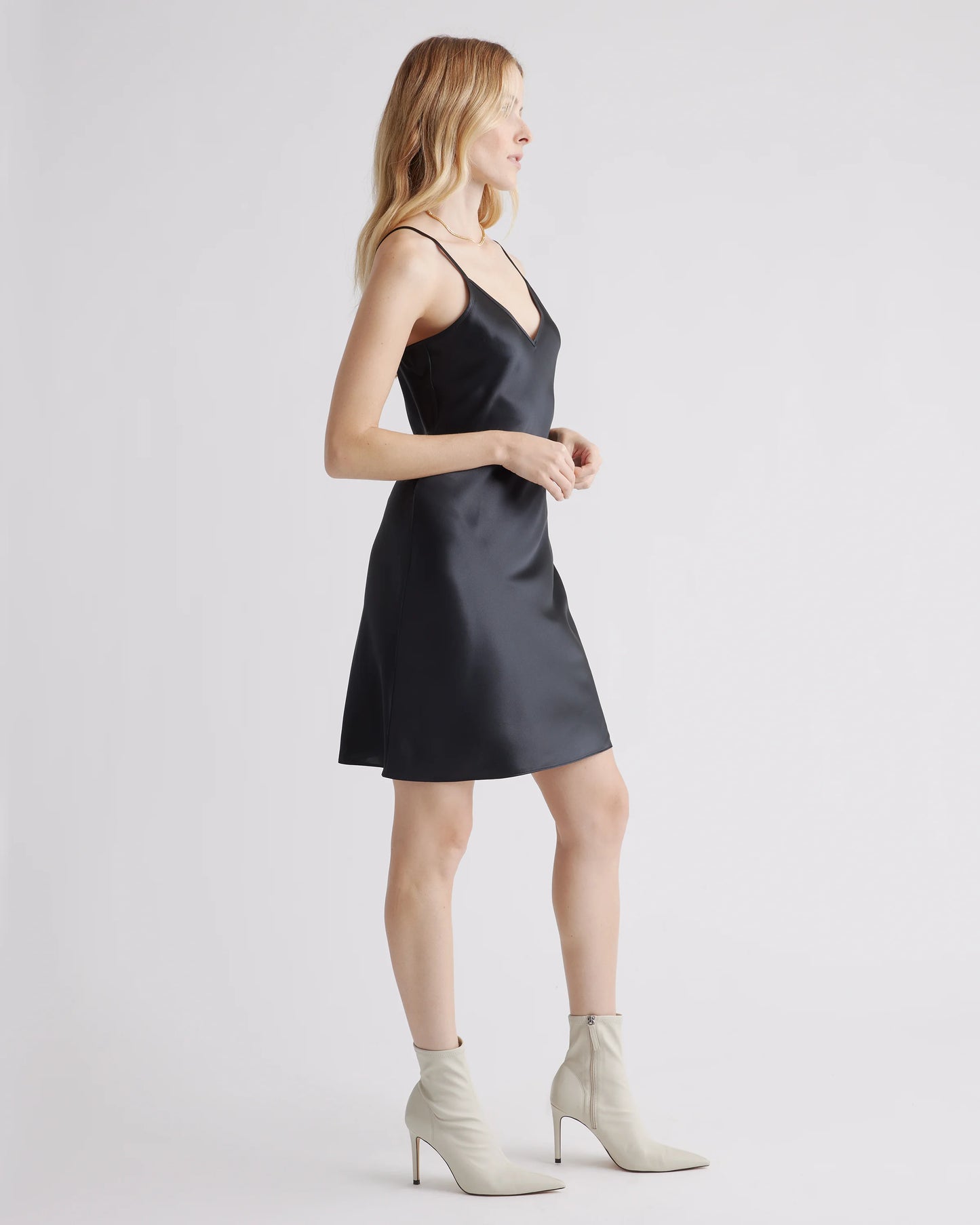 100% Washable Silk Mini Slip Dress - XS / Moonstone Blue Heirloom Floral