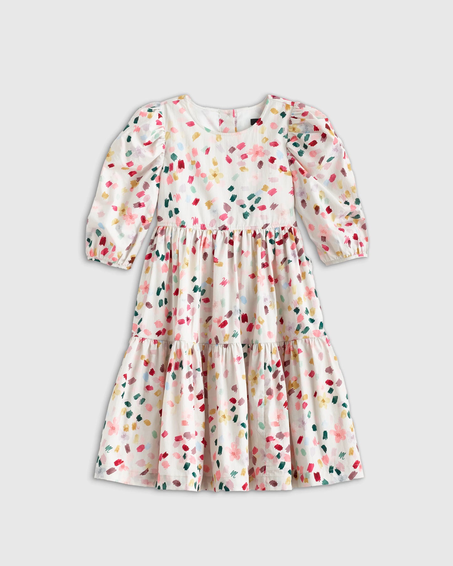 100% Cotton Poplin Puff Sleeve Dress - 12 / Confetti Dot
