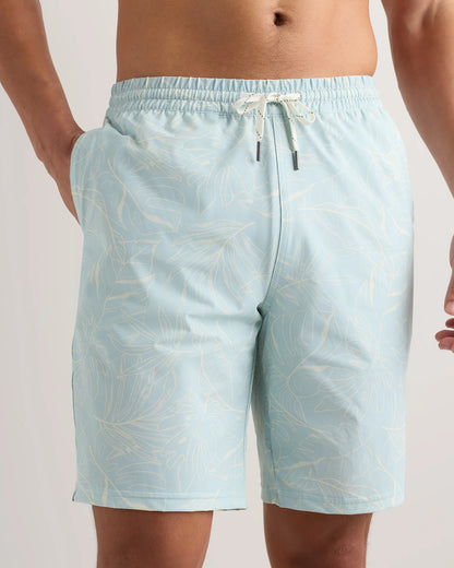 Italian Swim Trunks - 9" - S / Navy Palms