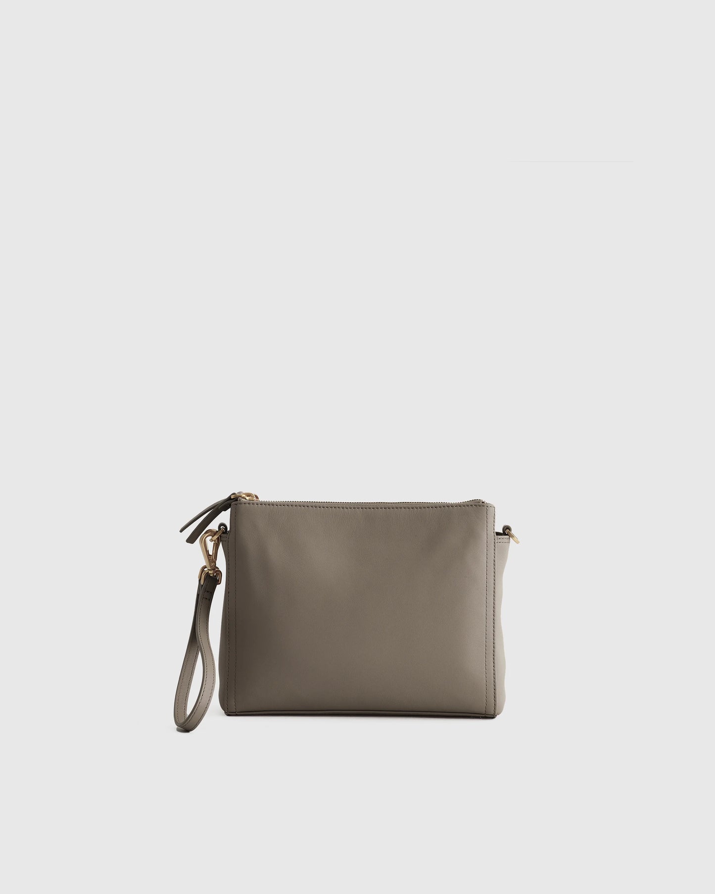 Italian Leather Triple Compartment Crossbody - One Size / Black