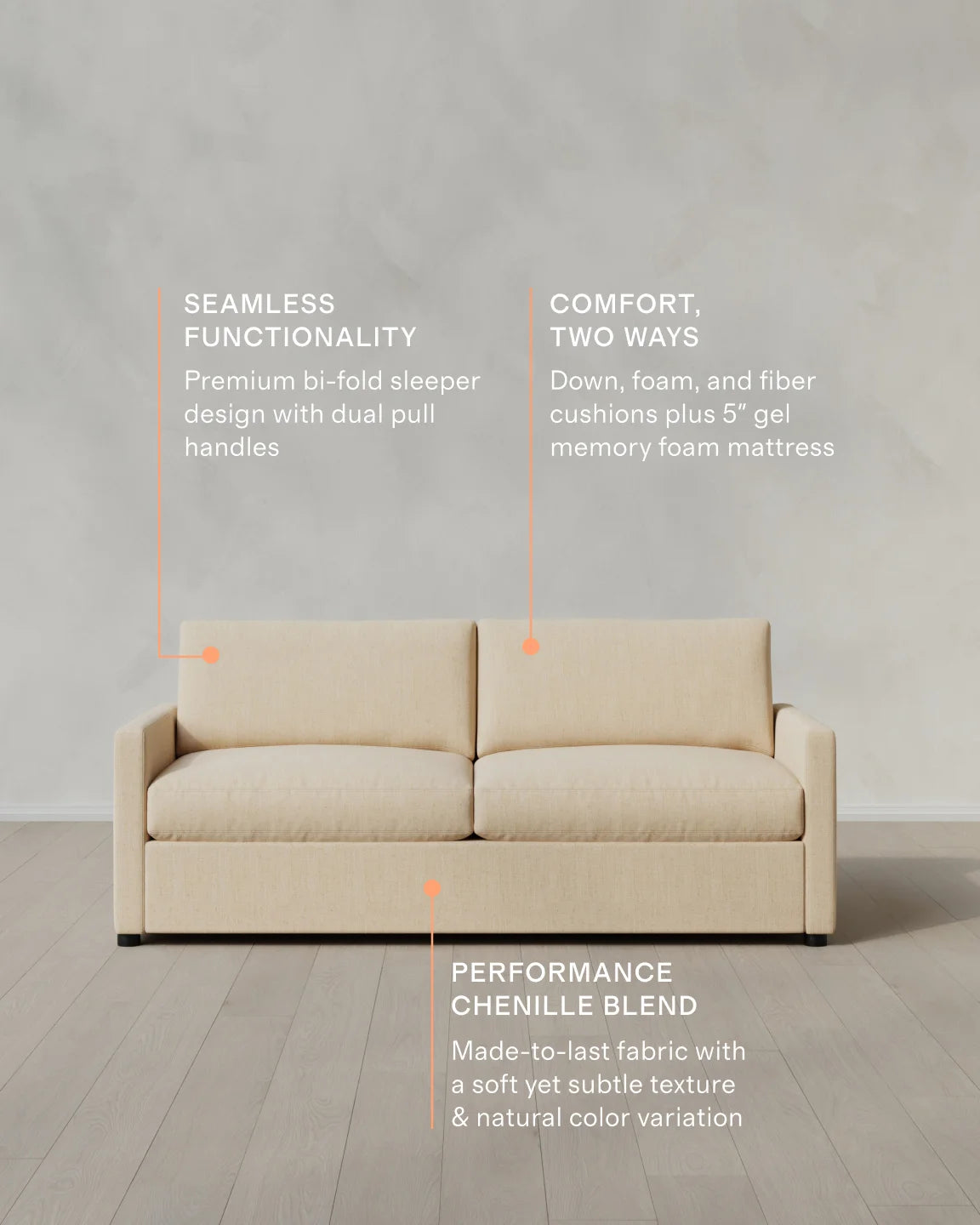 Brennan Sleeper Sofa in Performance Chenille Linen Blend - Queen / Snow