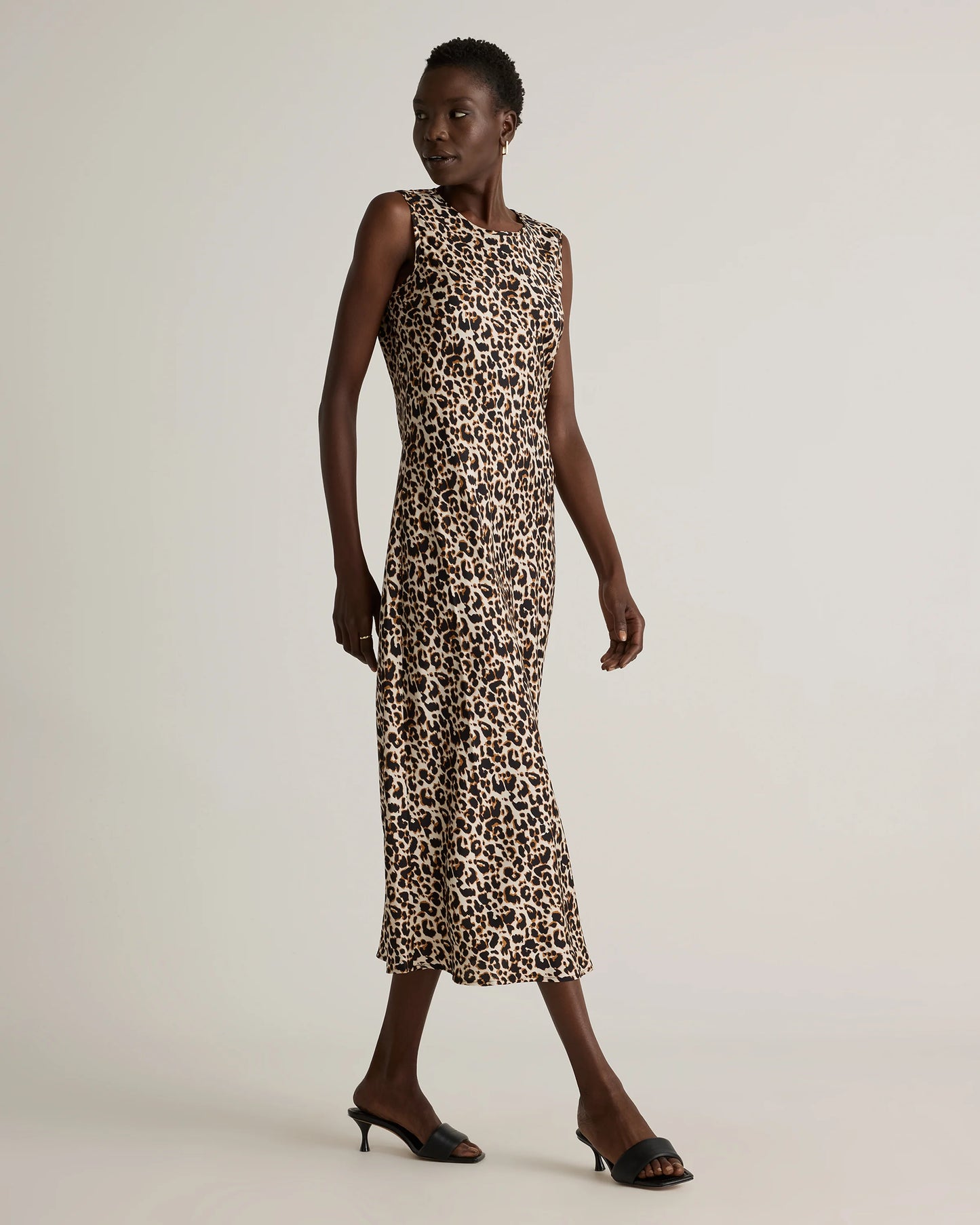 Washable Stretch Silk Tank Midi Dress - XS / Cordovan Red Hibiscus