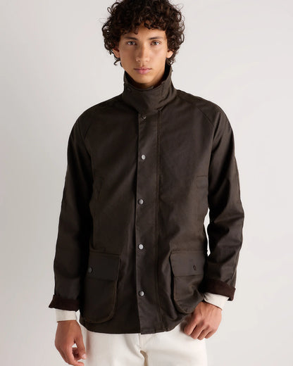 Organic Waxed Cotton Barn Jacket - S / Rustic Olive