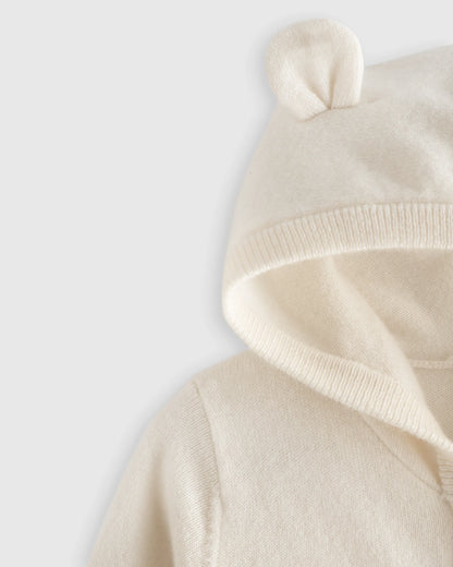 Washable Cashmere Hooded Cardigan - 0-3M / Oatmeal