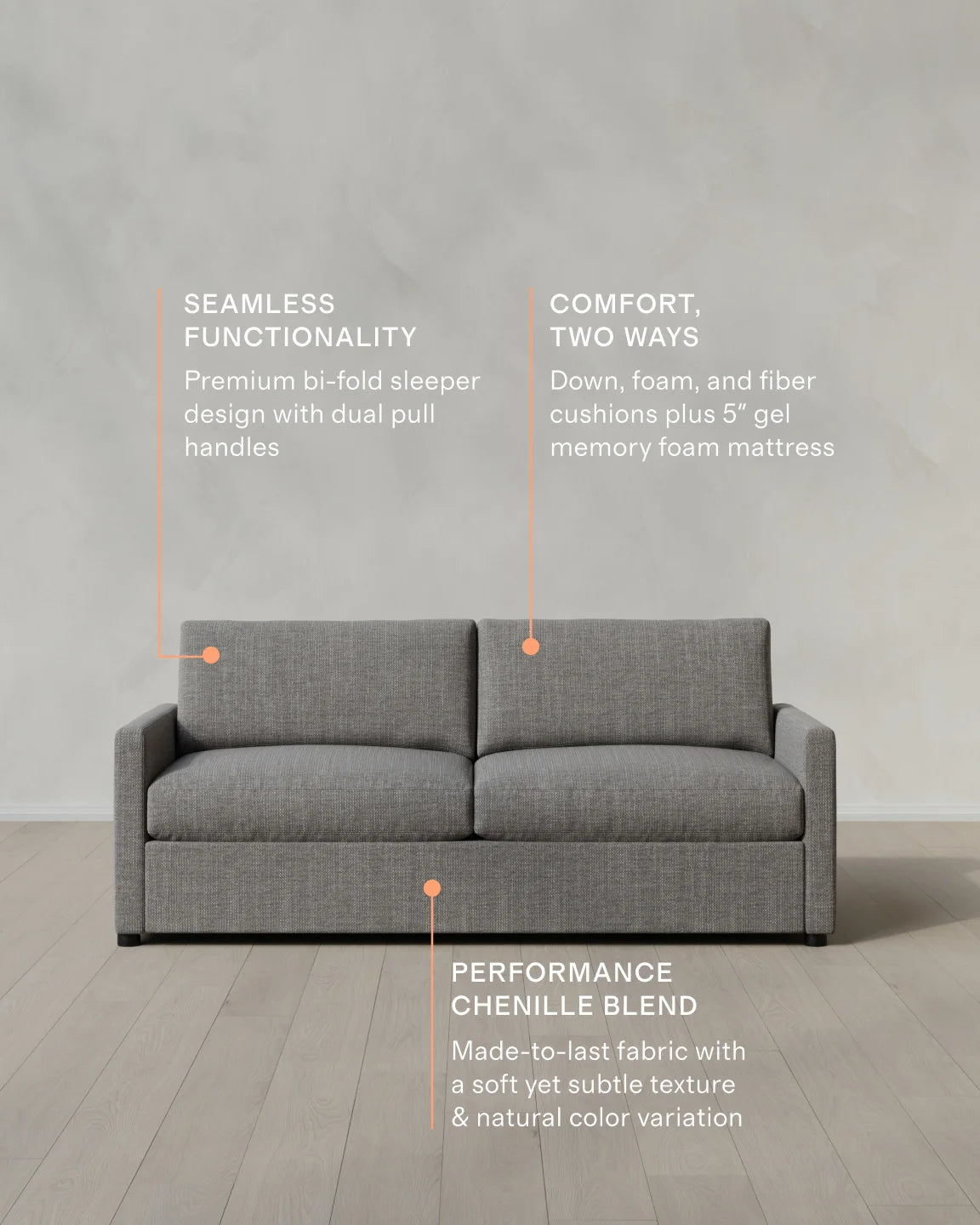 Brennan Sleeper Sofa in Performance Chenille Linen Blend - Queen / Snow