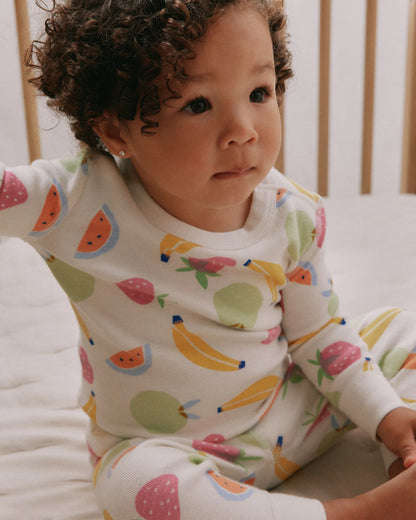 100% Organic Cotton Long Sleeve and Pant Pajama Set - 12-18M / Navy Stripe