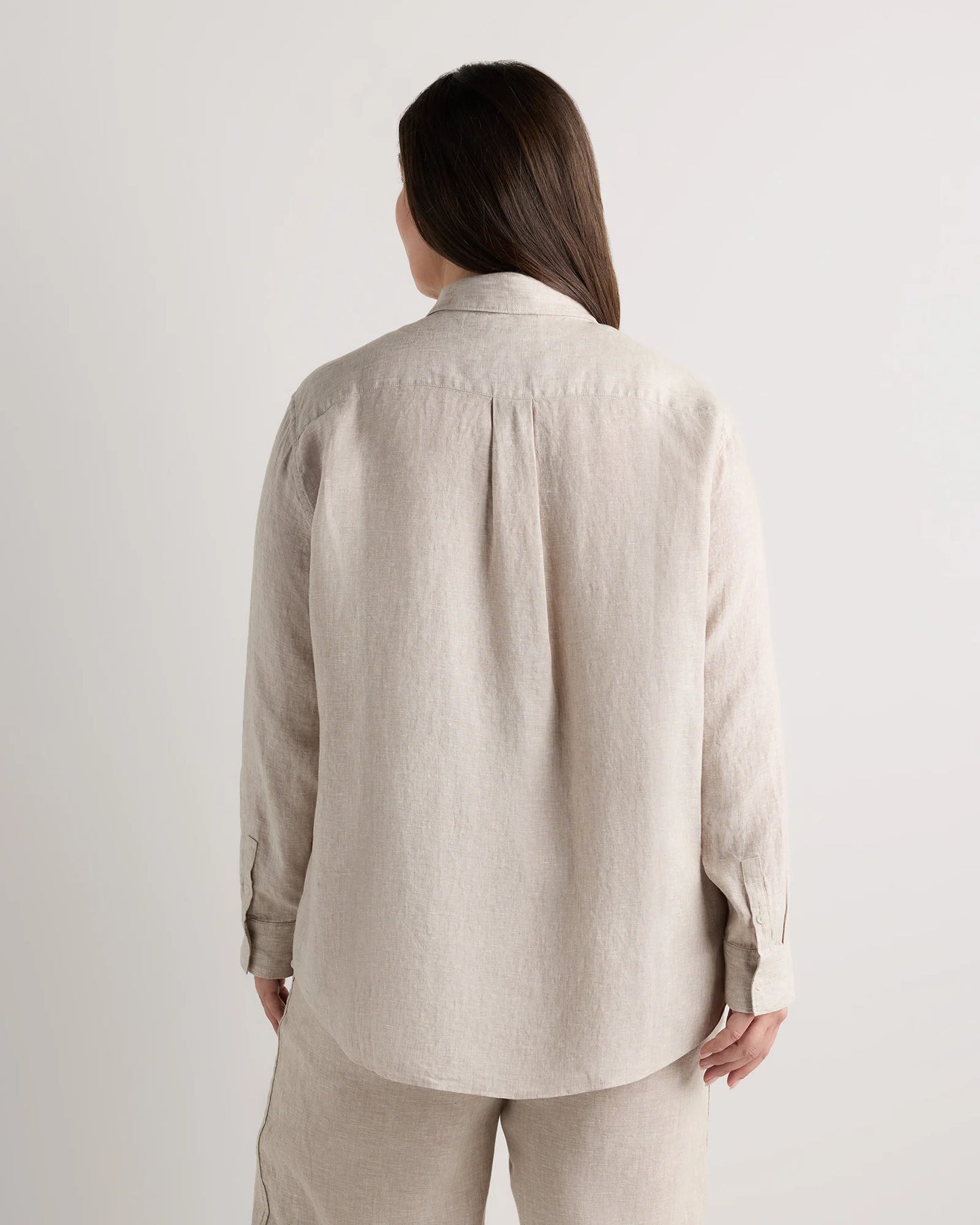100% European Linen Long Sleeve Shirt - 1X / Flax