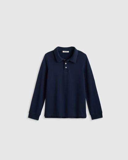 Organic Cotton Long Sleeve Pique Polo - 2T / White