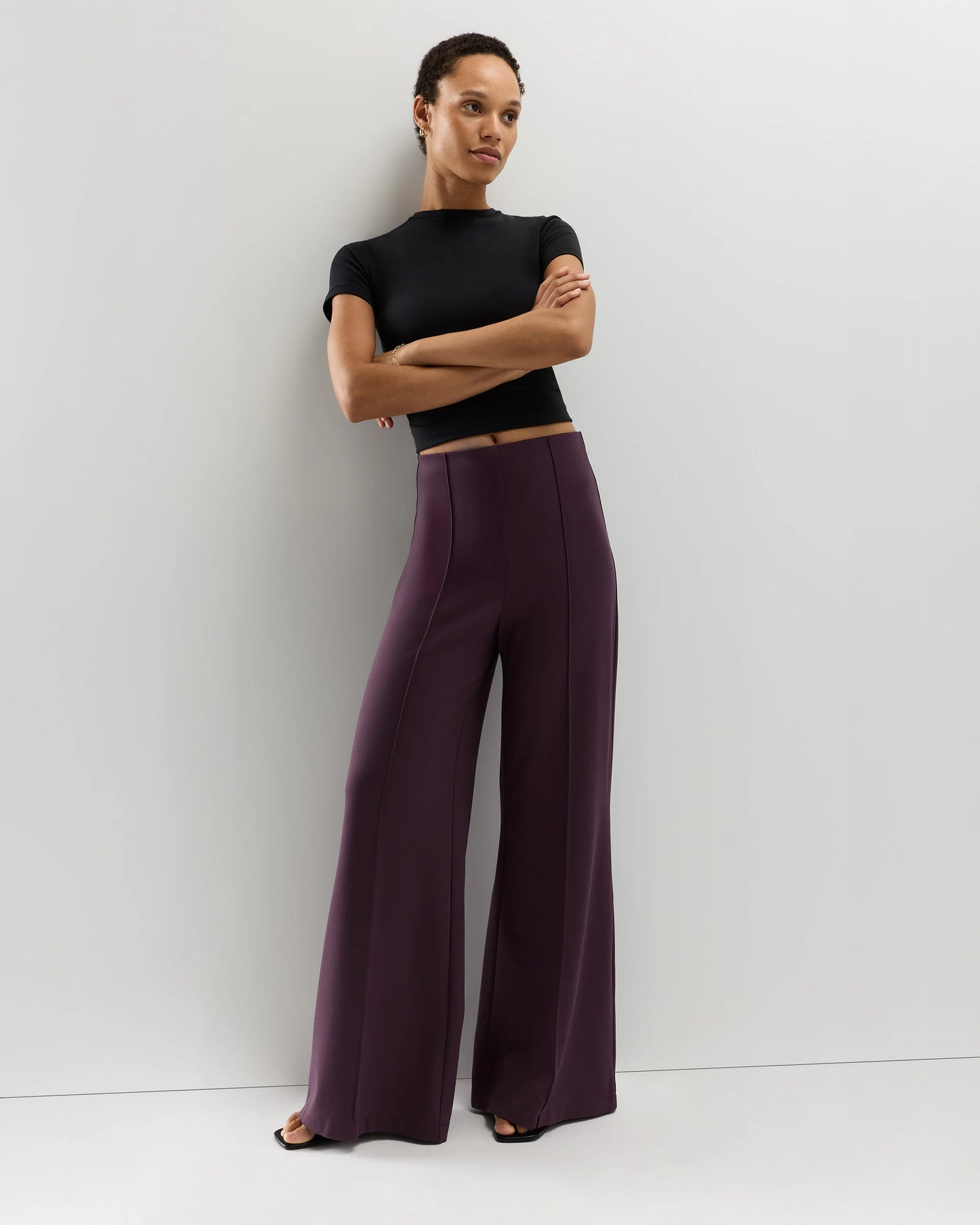 Ultra-Stretch Ponte Super Wide Leg Pants - XS / Black