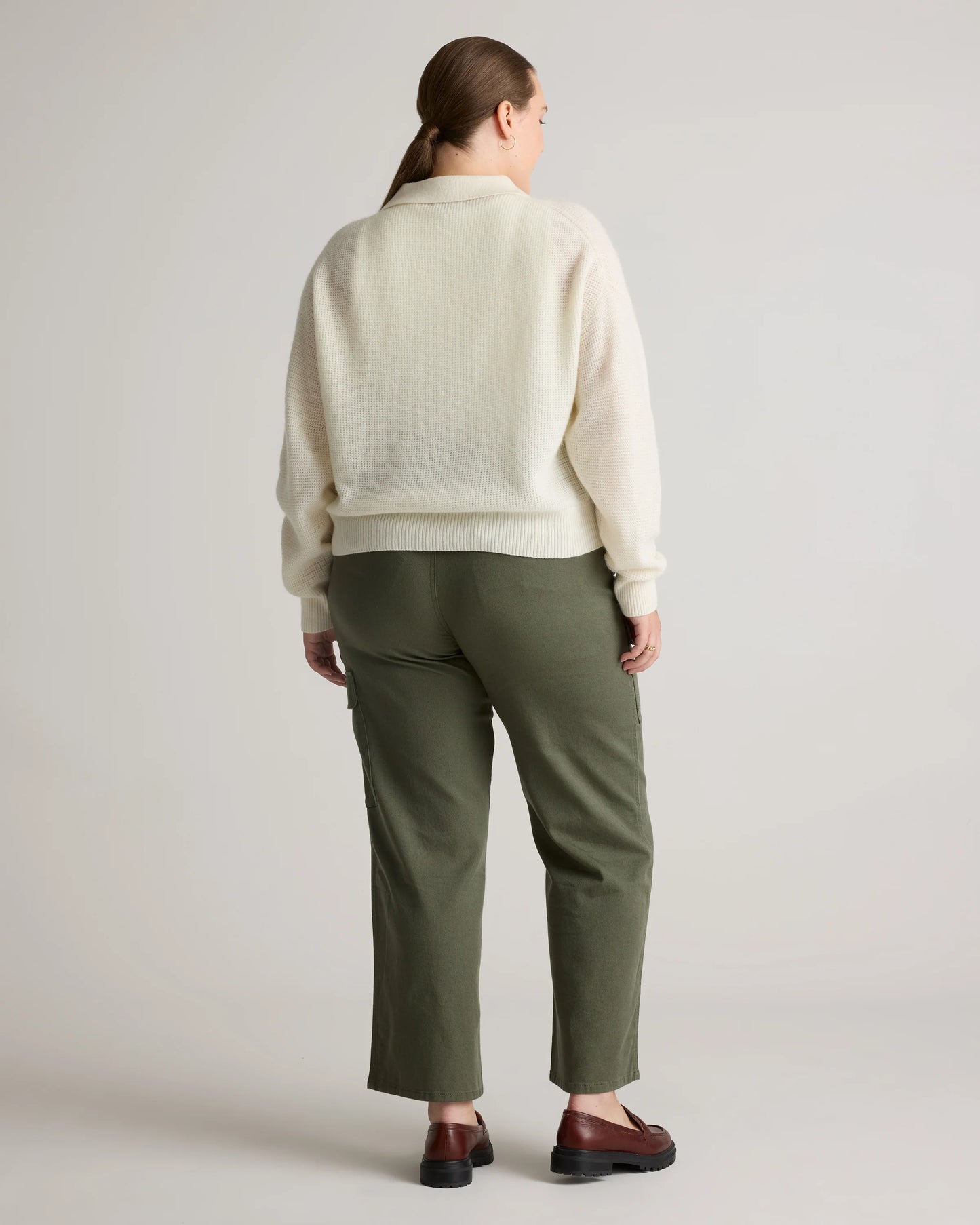 Baby Alpaca-Wool Waffle Stitch Polo Sweater - XS / Ivory