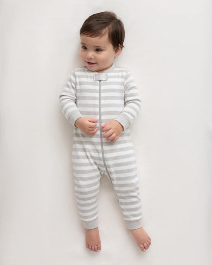 100% Organic Cotton One Piece Pajama - 0-3M / Navy Stripe