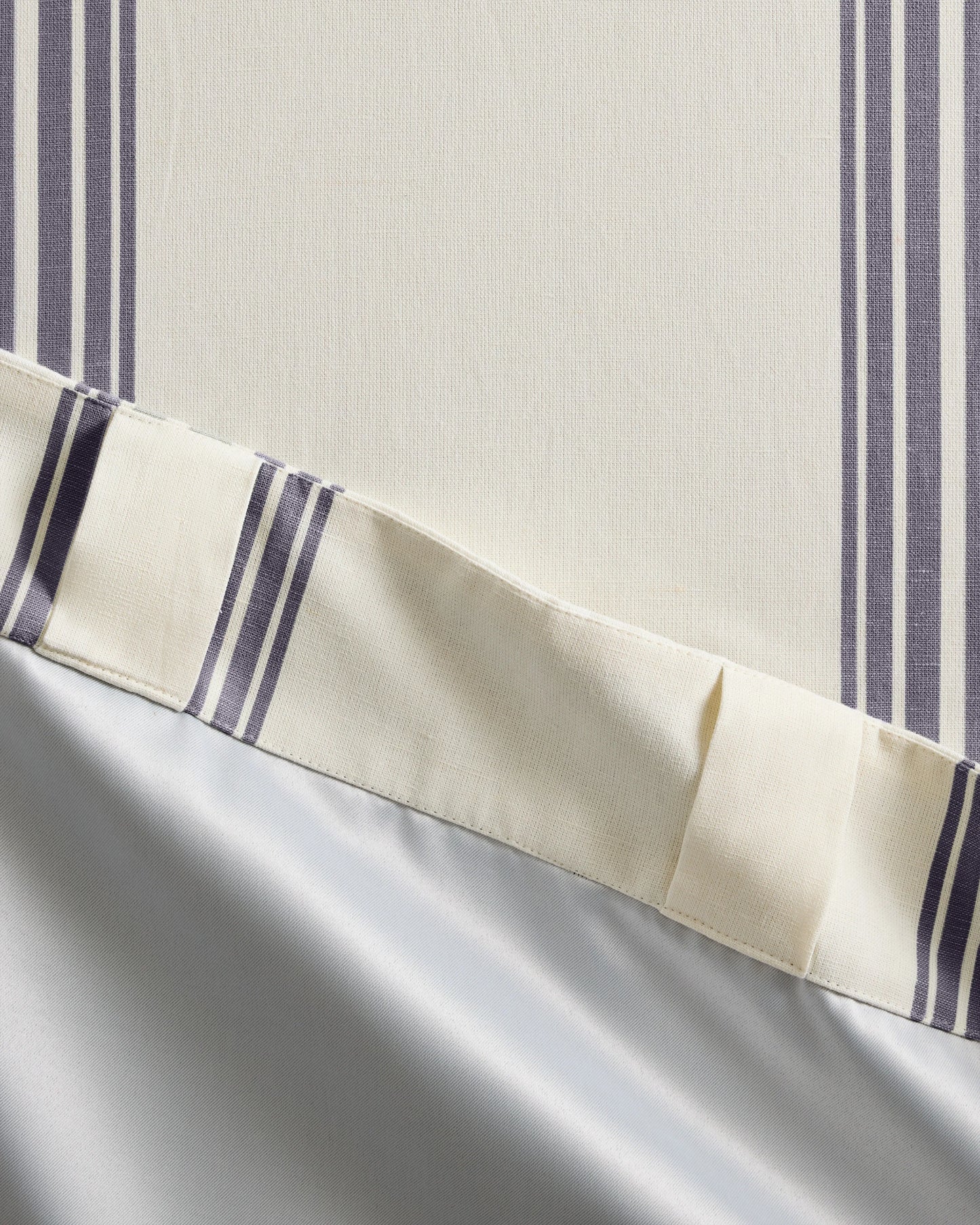 Coastal Stripe Linen Cotton Room Darkening Curtain - Single Panel - 48x84 / Ivory/Sage Green