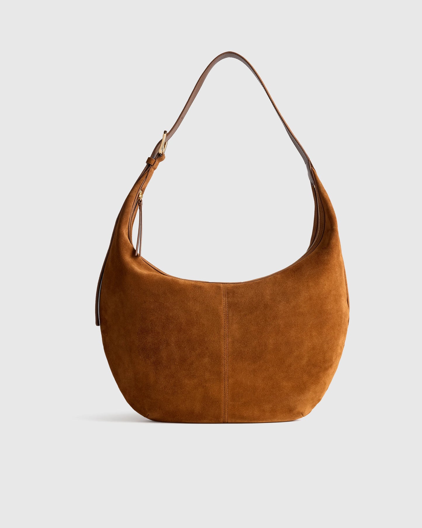 Italian Suede Crescent Shoulder Bag - One Size / Whiskey