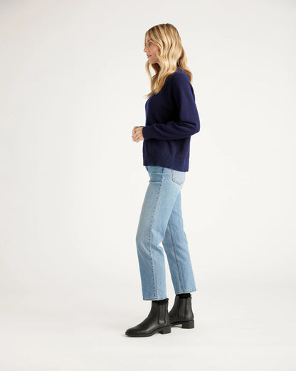 100% Organic Cotton Mock Neck Sweater - XS / Ivory