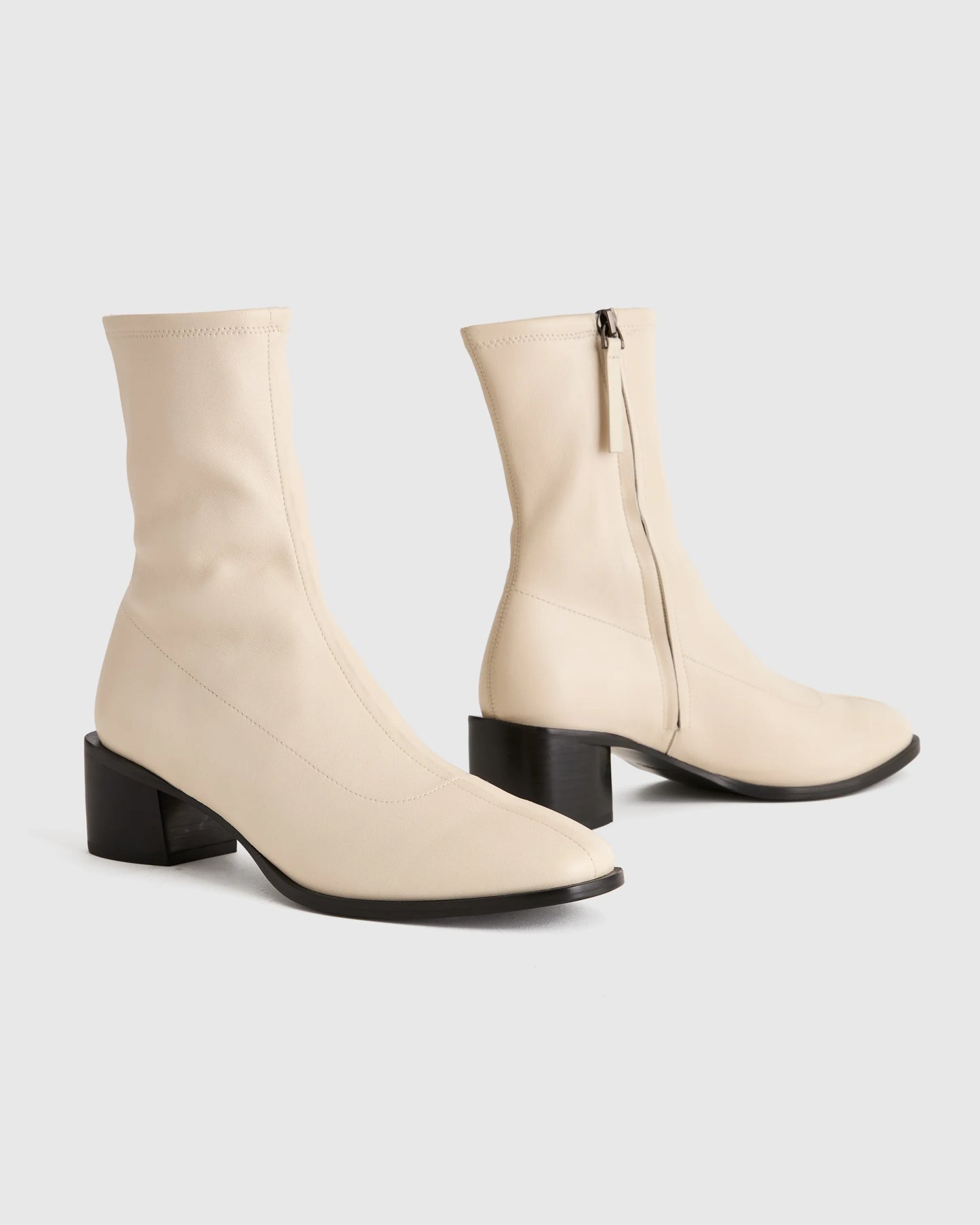 Italian Leather Stretch Sock Bootie - 5 / Black