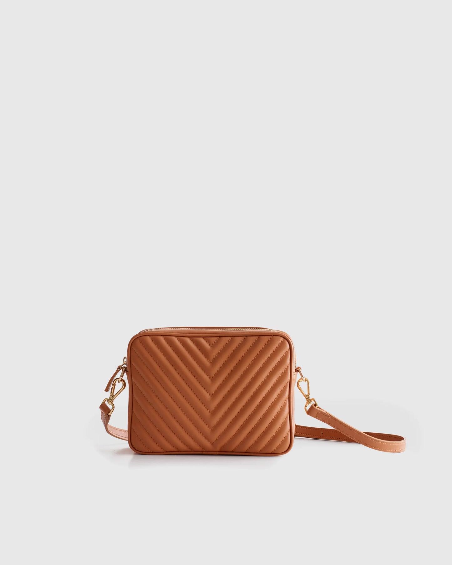 Italian Leather Quilted Crossbody Bag - One Size / Black