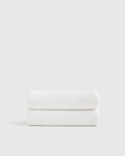 Turkish Waffle Terry Bath Towel (Set of 2) - One Size / White