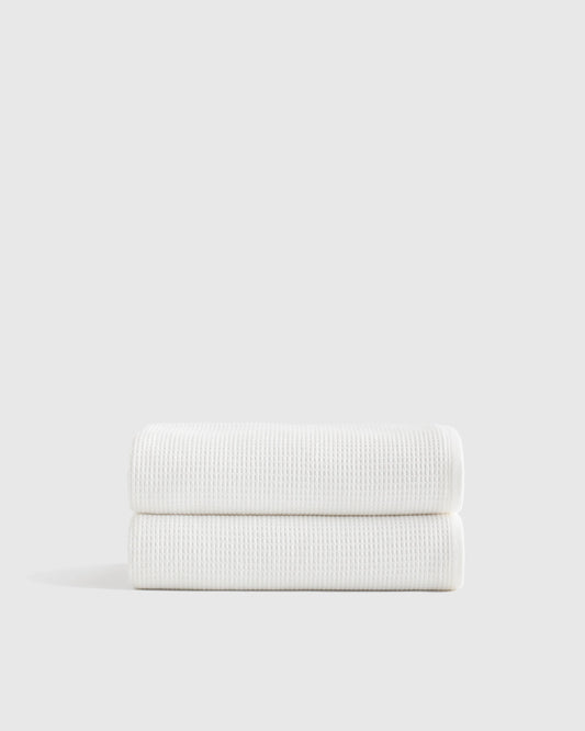 Turkish Waffle Terry Bath Towel (Set of 2) - One Size / White