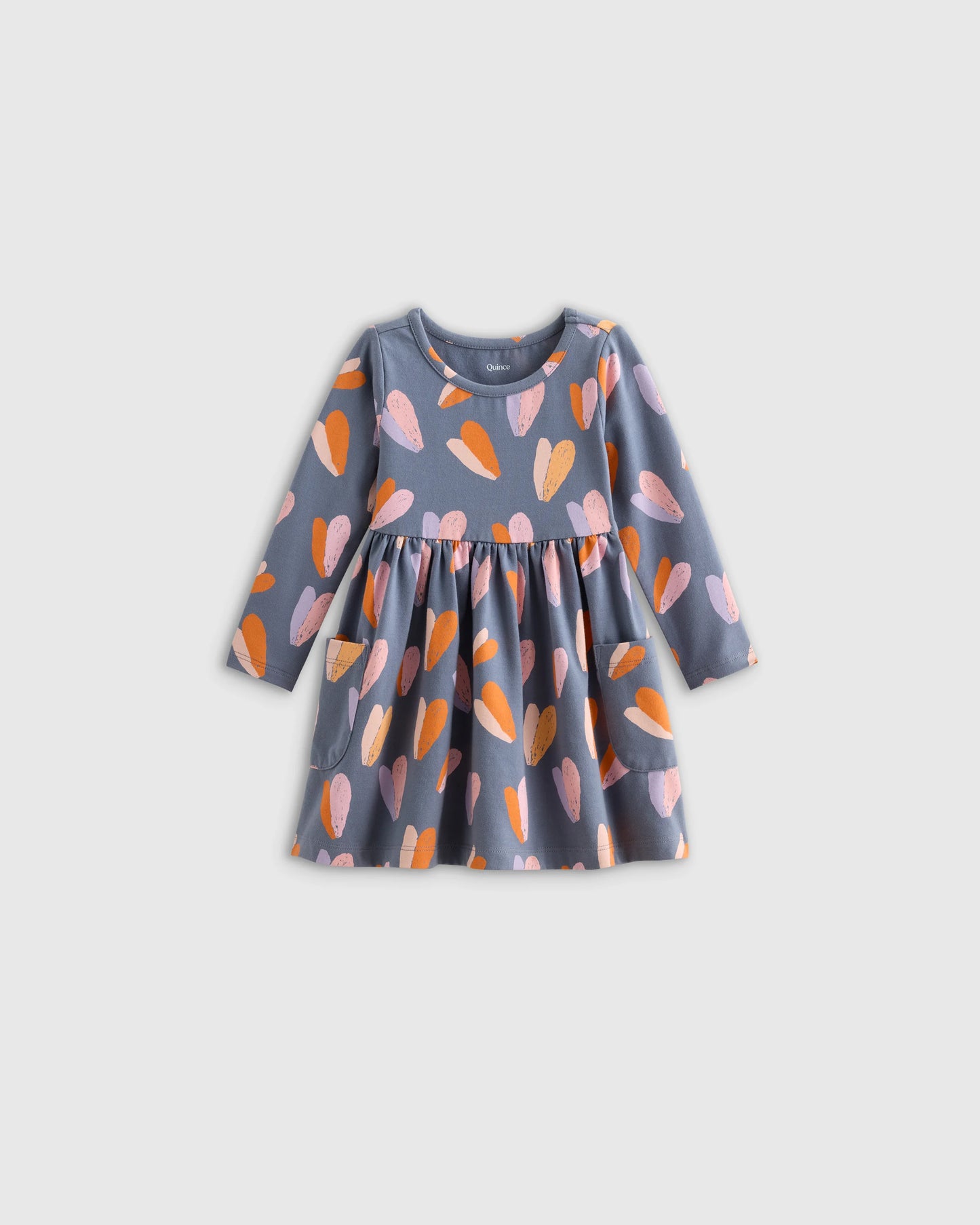 Organic Cotton Long Sleeve Fit and Flare Pocket Dress - 12-18M / Purple Poppy Garden