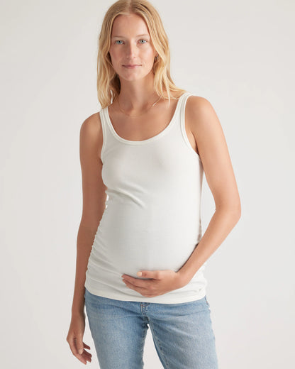 Bamboo Rib Maternity Scoop Neck Tank - XS / Deep Navy