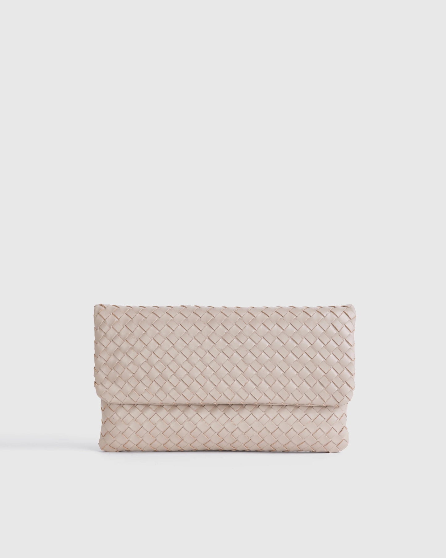 Italian Leather Handwoven Convertible Clutch - One Size / Cognac
