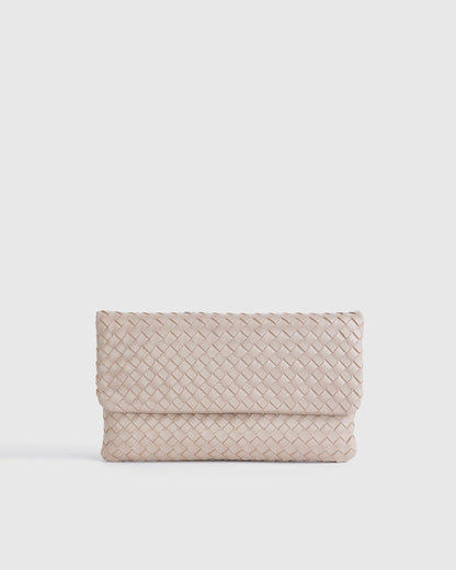 Italian Leather Handwoven Convertible Clutch - One Size / Cognac