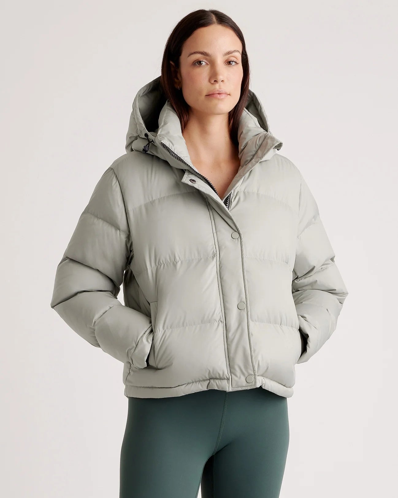 Responsible Down Cropped Puffer Jacket - XS / Shiny Black