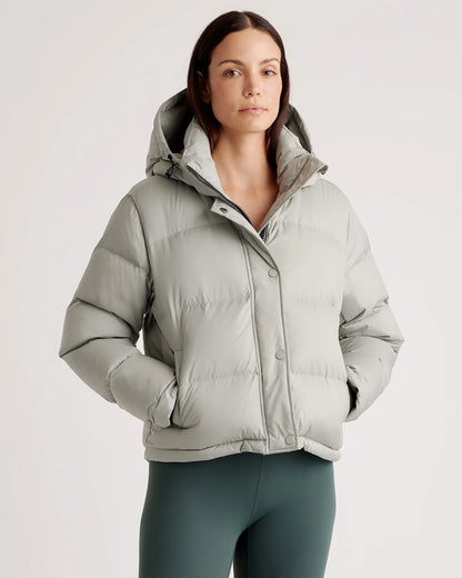 Responsible Down Cropped Puffer Jacket - XS / Shiny Black