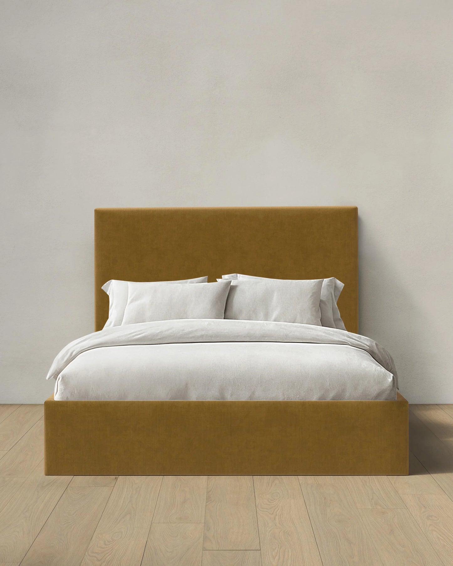 Square Bed in Performance Velvet - Full / Butterscotch