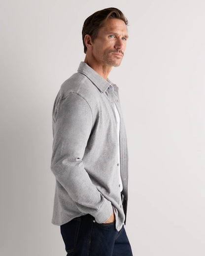 100% Organic Cotton Slub Long Sleeve Button Up Shirt - S / Heather Grey