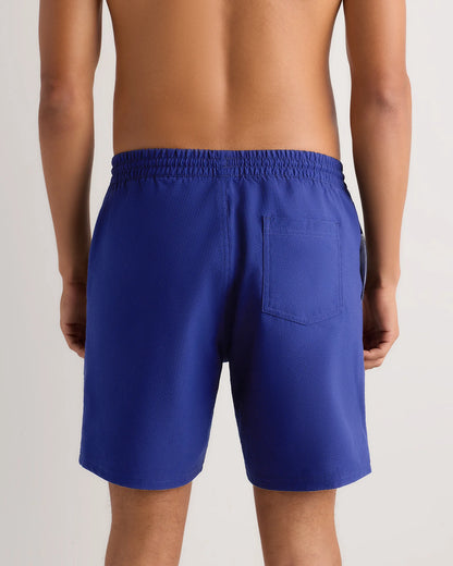 Seersucker Swim Trunks - 7" - S / Navy Seersucker