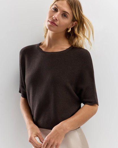 Lightweight Cotton Cashmere Link-Stitch Dolman Sweater - XS / Sugar Stone