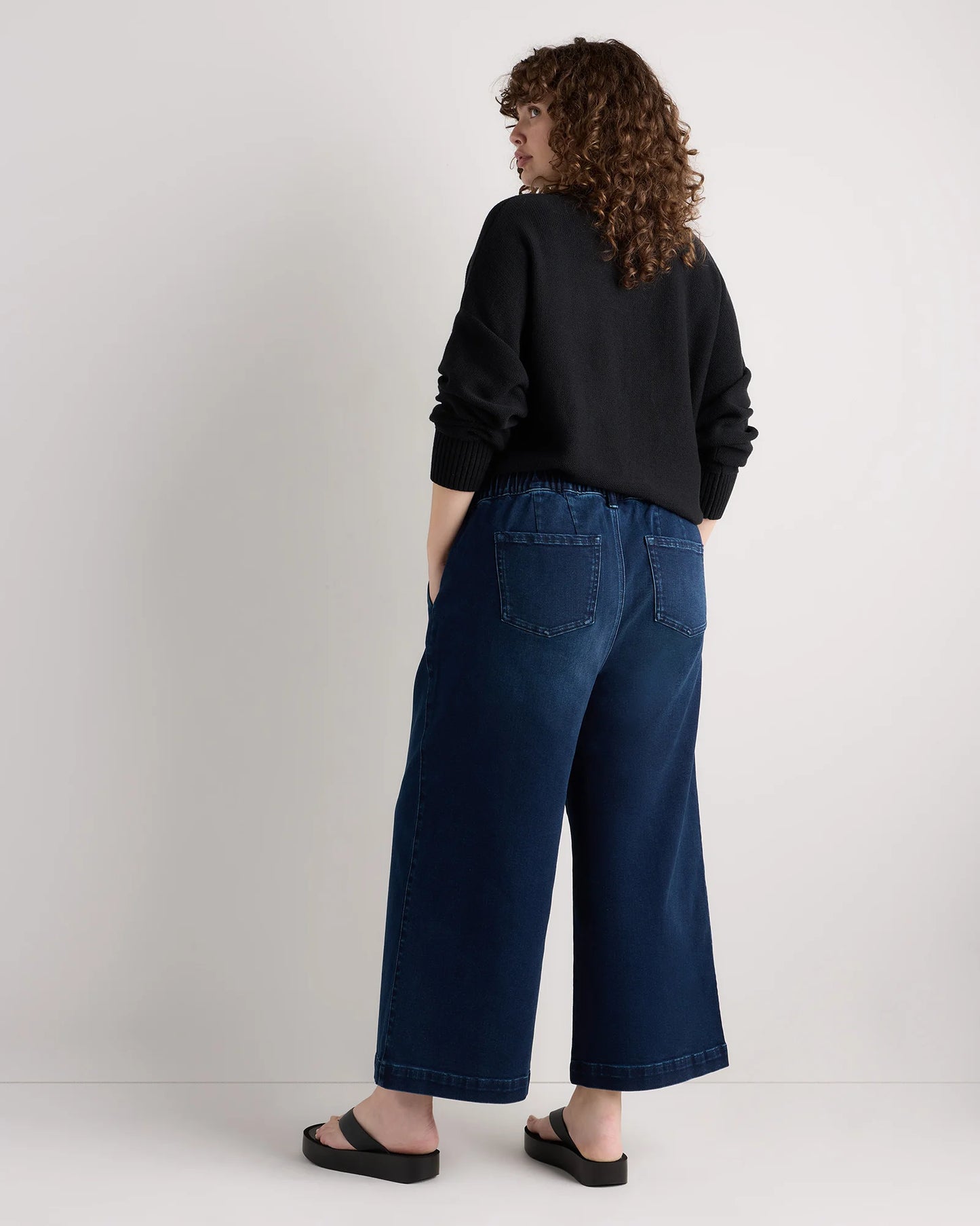 Mia Wide Leg Crop Jeans - 1X / Deep Sea Blue