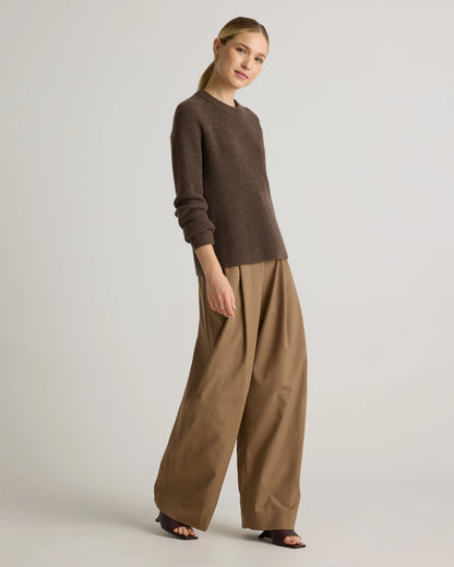 Mongolian Cashmere Fisherman Crewneck Sweater - XS / Teak