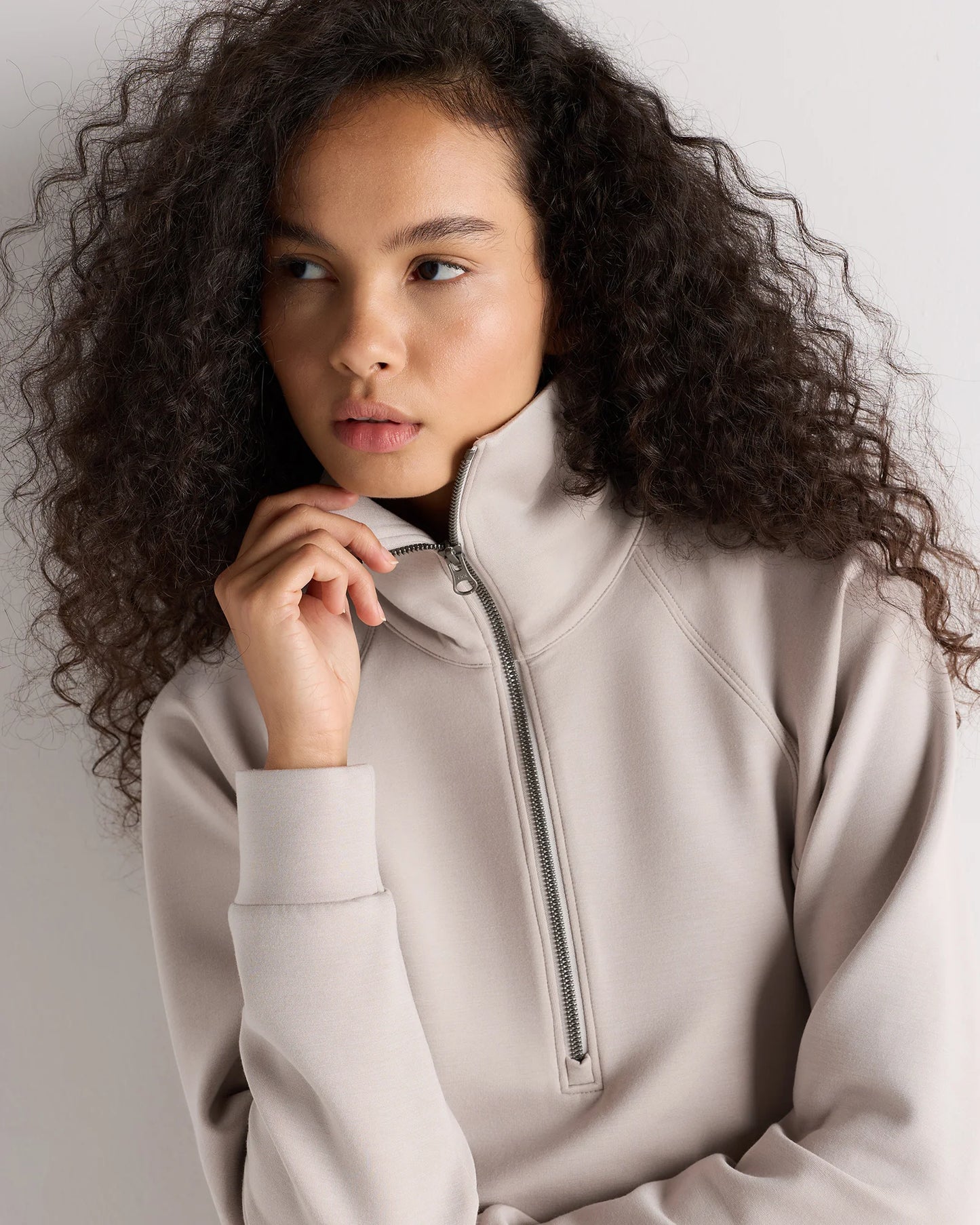 CloudComfort Half Zip Sweatshirt - XS / Pebble Beige