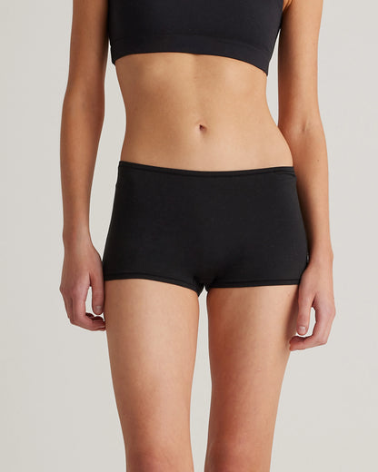 Organic Cotton Boyshort (6-pack) - XS / Black/Soft White/Ocean