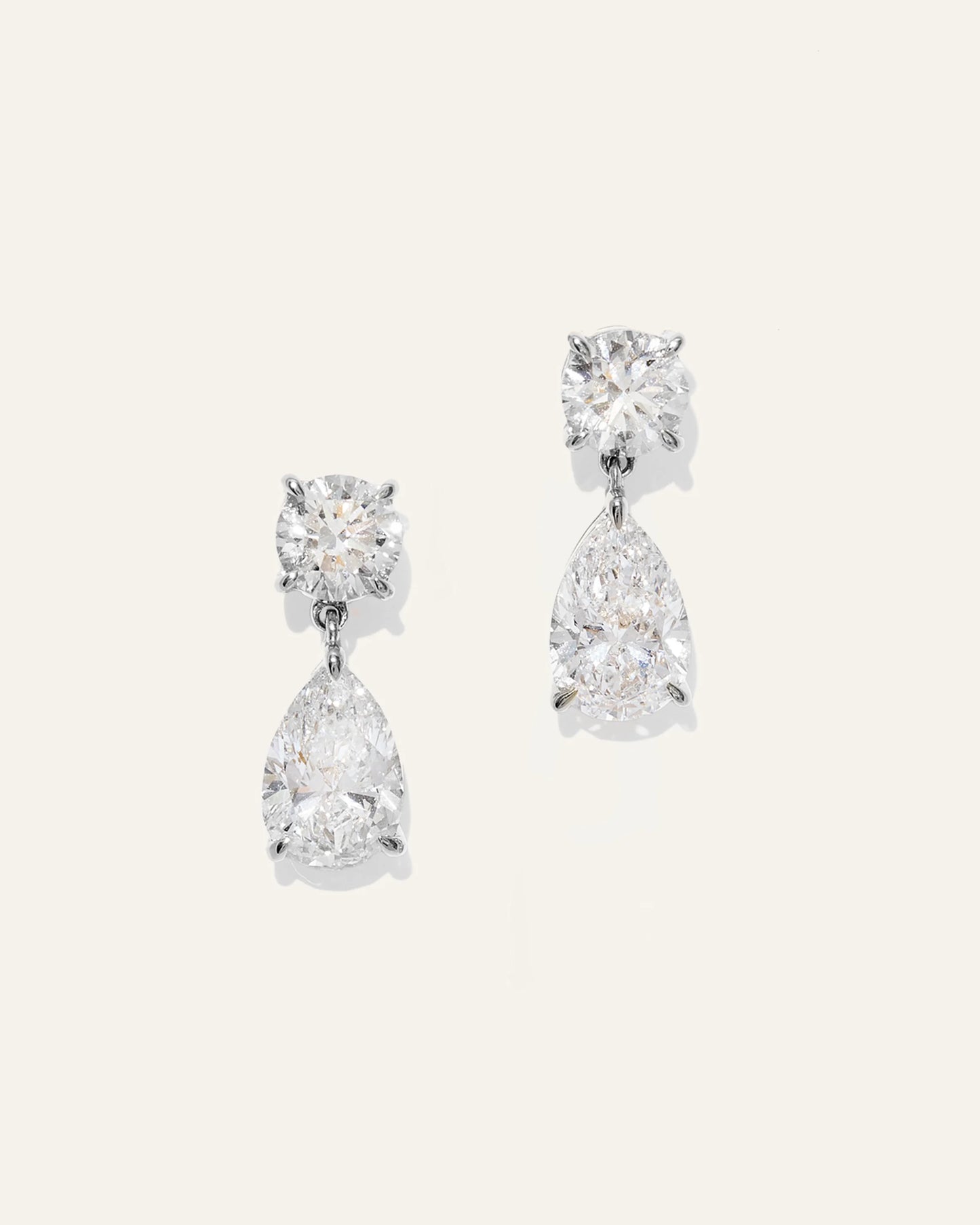 14K Gold Lab Grown Diamond Round & Pear Drop Earrings - One Size / Yellow Gold