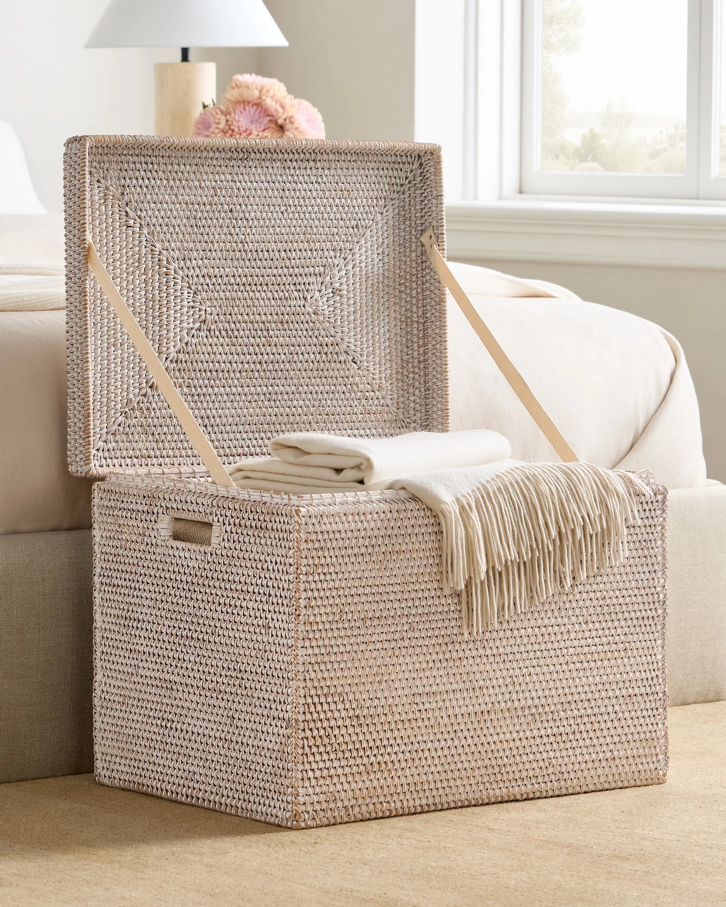 Handwoven Rattan Storage Chest - One Size / Natural